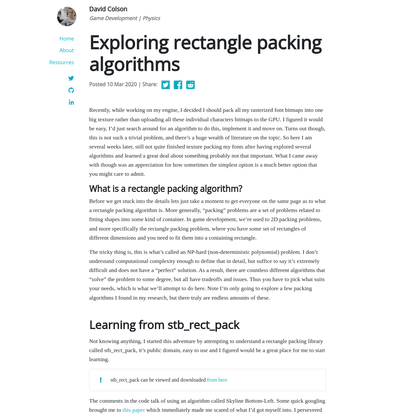 Exploring rectangle packing algorithms