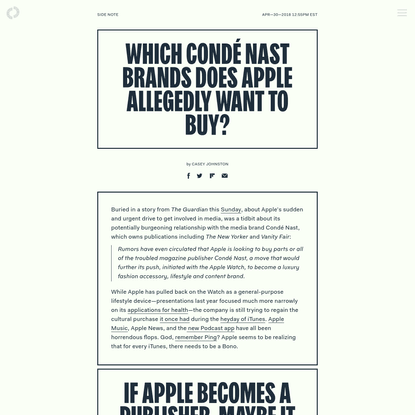 Which Condé Nast brands does Apple allegedly want to buy?