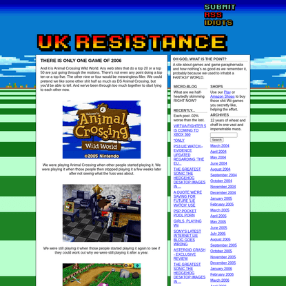 UK:RESISTANCE: THERE IS ONLY ONE GAME OF 2006