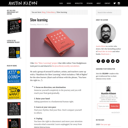 Slow learning - Austin Kleon