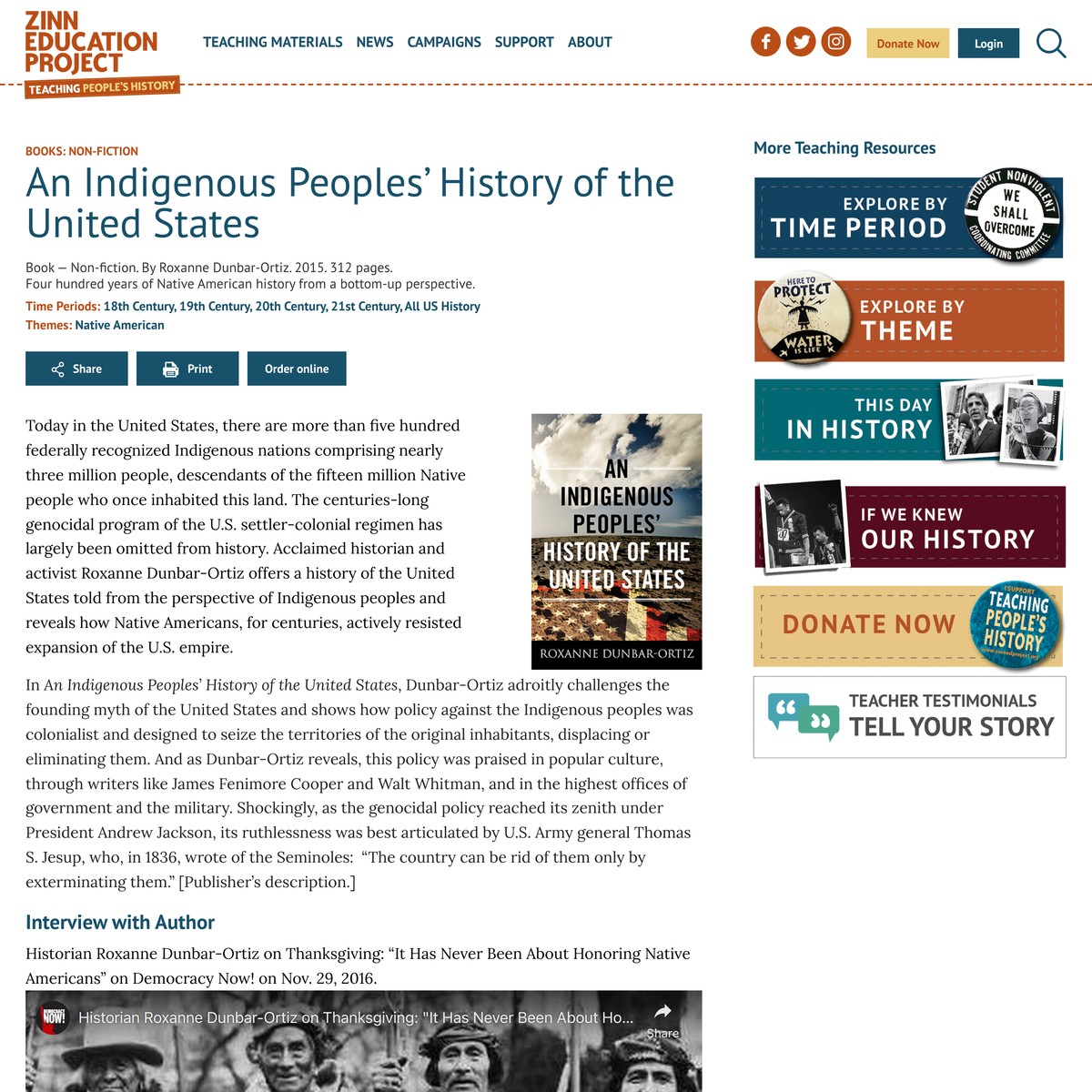 an indigenous peoples' history of the united states essay