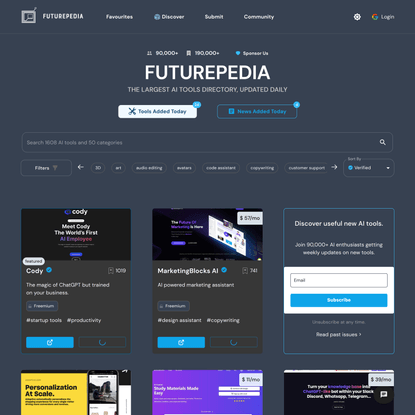 Futurepedia - The Largest AI Tools Directory | Home