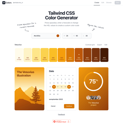 Tailwind CSS Color Generator - UI Examples & WCAG Contrast Ratios