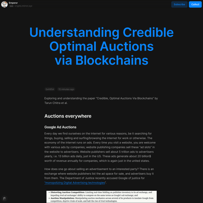 Understanding Credible Optimal Auctions via Blockchains