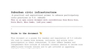 Suburban civic infrastructure: A primer and practices