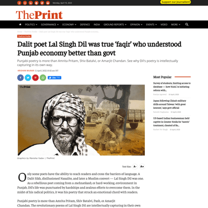 Dalit poet Lal Singh Dil was true ‘faqir’ who understood Punjab economy better than govt