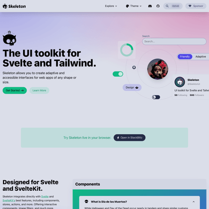 Skeleton — UI Toolkit for Svelte + Tailwind