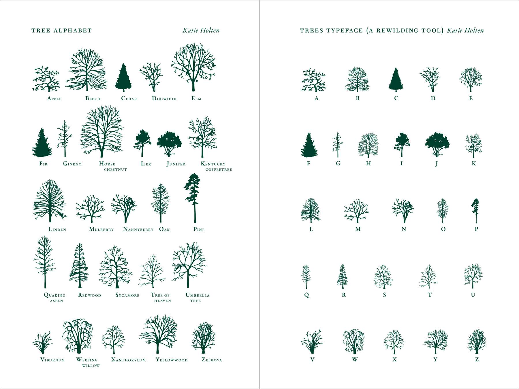 Tree Alphabet / Trees Typeface - Katie Holten