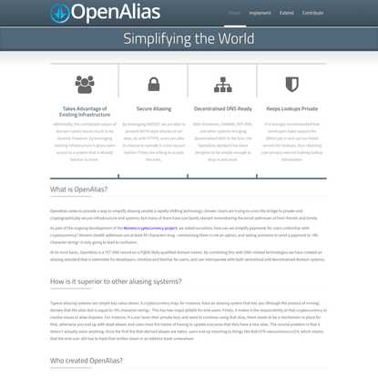 OpenAlias - Simplifying the World