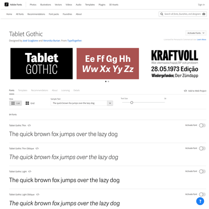 Tablet Gothic from TypeTogether