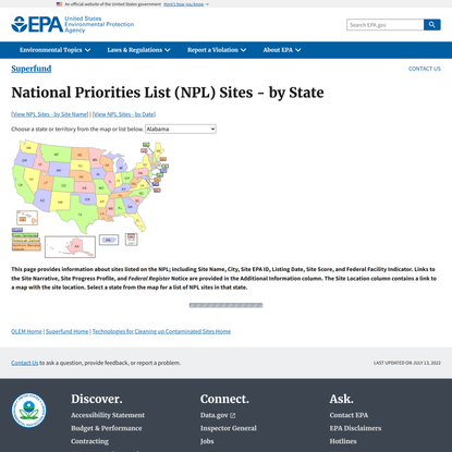 National Priorities List (NPL) Sites - by State | US EPA