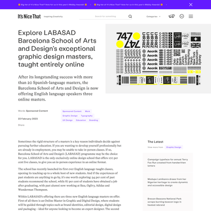 Explore LABASAD Barcelona School of Arts and Design’s exceptional graphic design masters, taught entirely online