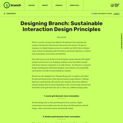 Designing Branch: Sustainable Interaction Design Principles - Branch