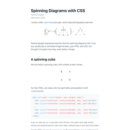 Spinning Diagrams with CSS