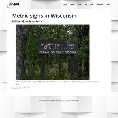 Metric signs in Wisconsin – US Metric Association