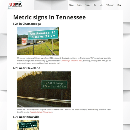 Metric signs in Tennessee – US Metric Association