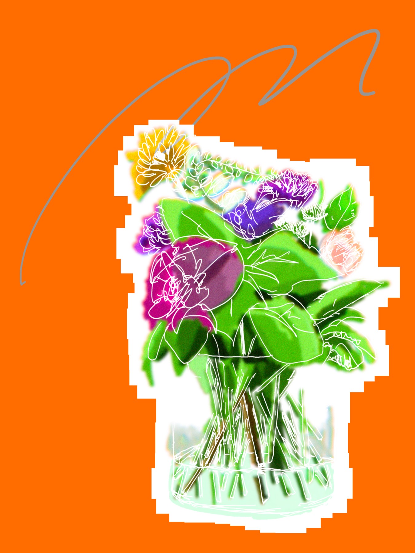 spring bouquet on orange