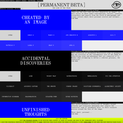 [PERMANENT BETA] THE LURE OF THE IMAGE