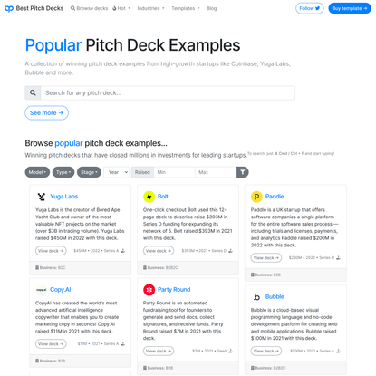Popular Pitch Deck Examples
