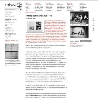 Yvonne Rainer: Work 1961–73