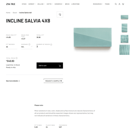 Incline in Mint + Salvia | Handmade 4x8 Cement Tiles by Zia Tile