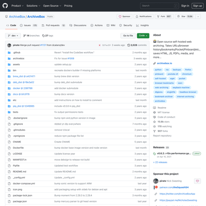 GitHub - ArchiveBox/ArchiveBox: 🗃 Open source self-hosted web archiving. Takes URLs/browser history/bookmarks/Pocket/Pinboar...