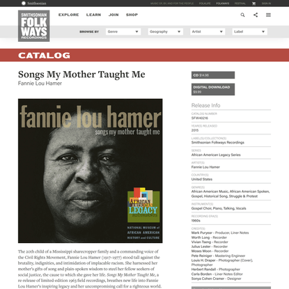 Songs My Mother Taught Me | Smithsonian Folkways Recordings