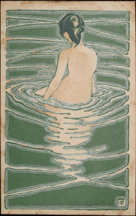Ichijô Narumi  Female Nude Seated in Water.  1906