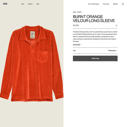 Burnt Orange Velour Long Sleeve