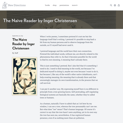 The Naive Reader by Inger Christensen | New Directions Publishing
