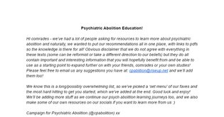 Psychiatric Abolition Education!