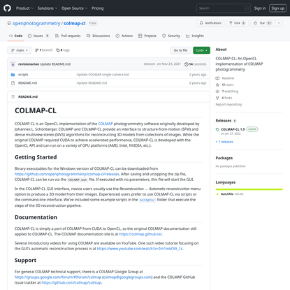 GitHub - openphotogrammetry/colmap-cl: COLMAP-CL: An OpenCL implementation of COLMAP photogrammetry