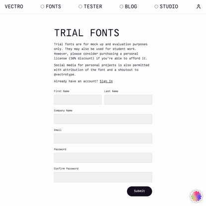 Trial Fonts - Vectro