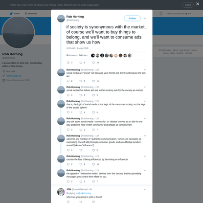 Rob Horning on Twitter