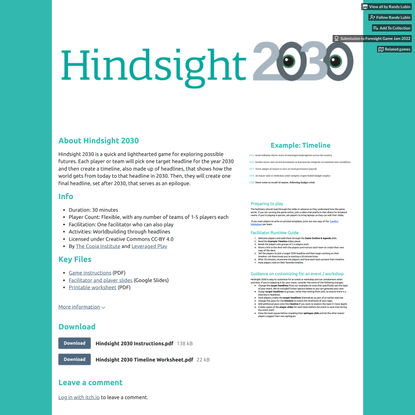 Hindsight 2030 by Randy Lubin, Copia Gaming