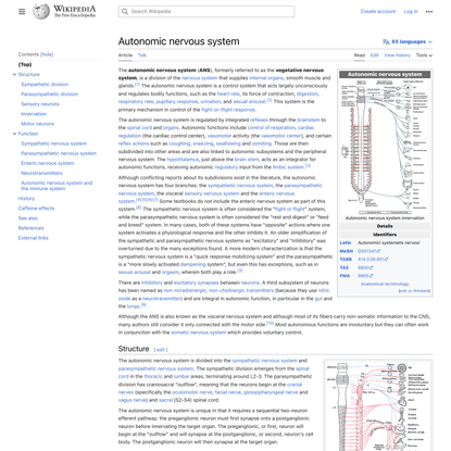 Autonomic nervous system - Wikipedia