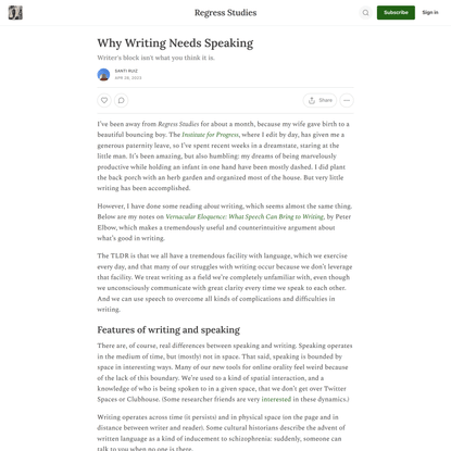 Why Writing Needs Speaking