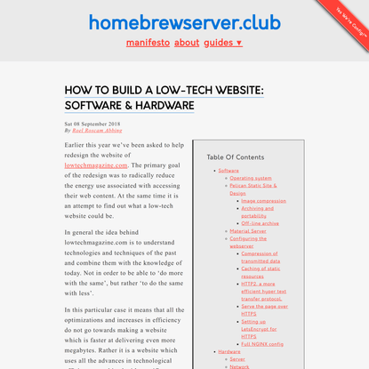 How to build a Low-Tech website: Software & Hardware