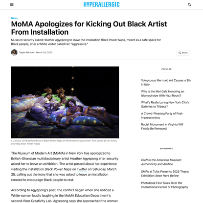 MoMA Apologizes for Kicking Out Black Artist From Installation