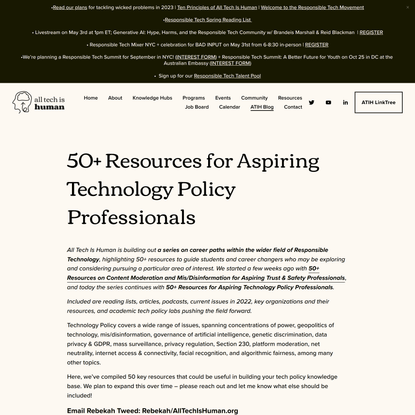 50+ Resources for Aspiring Technology Policy Professionals — All Tech Is Human