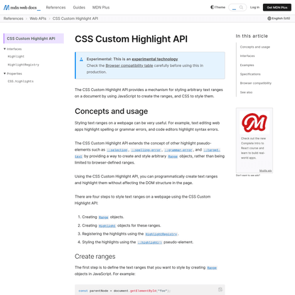 CSS Custom Highlight API - Web APIs | MDN