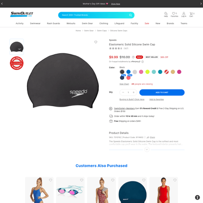 Speedo Elastomeric Solid Silicone Swim Cap at SwimOutlet.com