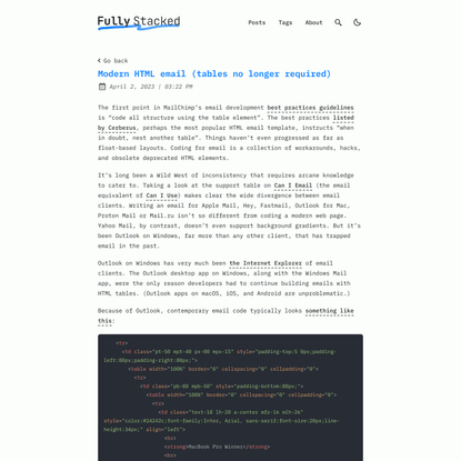 Modern HTML email (tables no longer required)