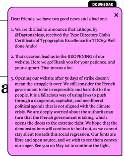 Velvetyne shut down their website in strike