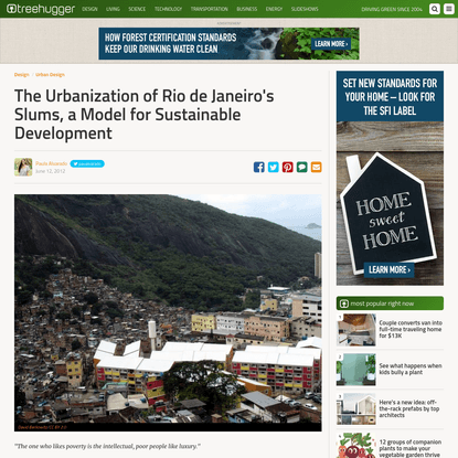 The Urbanization of Rio de Janeiro's Slums, a Model for Sustainable Development