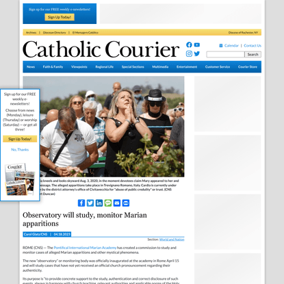 Observatory will study, monitor Marian apparitions - Catholic Courier