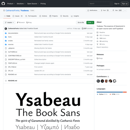 GitHub - CatharsisFonts/Ysabeau: Ysabeau: The essence of Garamond in an open-source sans-serif typeface
