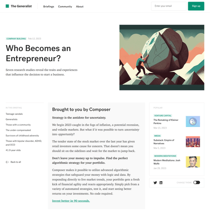 Who Becomes an Entrepreneur? | The Generalist