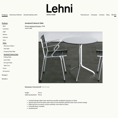 Anodized Cafeteria Table