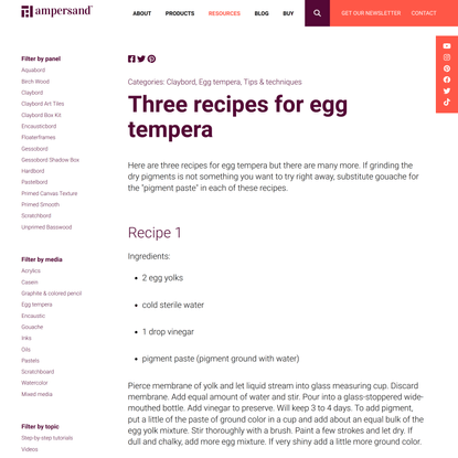 Three recipes for egg tempera | Artist Techniques - Ampersand Art